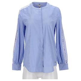 Tommy Hilfiger-Womens Contrast Trim Relaxed Fit Shirt-Blue