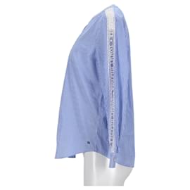 Tommy Hilfiger-Damen-Hemd mit Kontrastbesatz und entspannter Passform-Blau