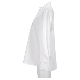 Tommy Hilfiger-Crista feminina bordada namorado ajuste algodão Camisa-Branco