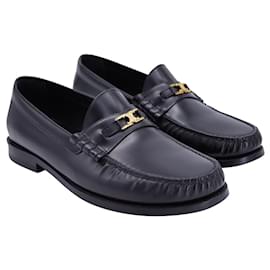 Céline-Celine Luco Triomphe Loafer in Black Calfskin Leather-Black