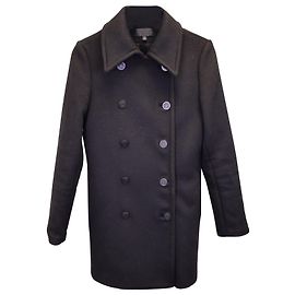 Nili Lotan Melina Double-Breasted Coat in Black Wool Black