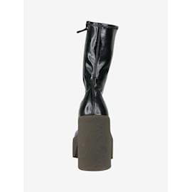 Stella Mc Cartney-Black vegetarian patent-leather platform boots - size EU 38-Black