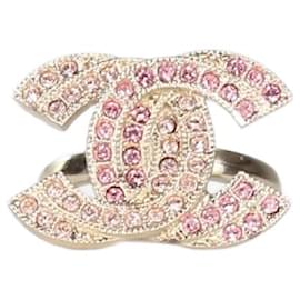 Chanel-Gold bejewelled CC ring - size 9-Golden