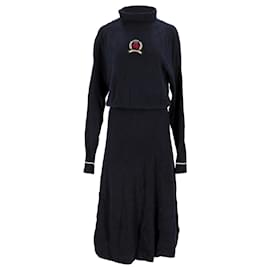 Tommy Hilfiger-Damen-Pulloverkleid aus Kaschmirmischung mit Stehkragen-Marineblau