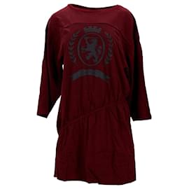 Tommy Hilfiger-Gerafftes T-Shirt-Kleid mit Wappen für Damen-Rot