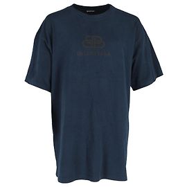 Camiseta Balenciaga BB Logo Print en algodón azul marino Azul marino