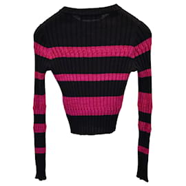 Proenza Schouler-Proenza Schouler Striped Ribbed Crewneck Sweater in Multicolor Wool-Multiple colors