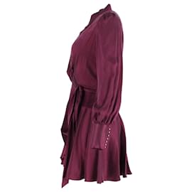 Zimmermann-Zimmermann Wrap Mini Dress in Purple Silk-Purple