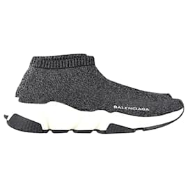 Balenciaga-Balenciaga Speed Glitter Sneakers in Black Polyester-Black