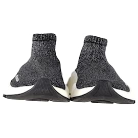 Balenciaga-Balenciaga Speed Glitter Sneakers in Black Polyester-Black