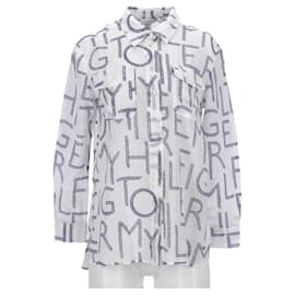 Tommy Hilfiger-Damen-Hemd im Girlfriend-Fit mit Allover-Seil-Print-Weiß