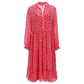 Tommy Hilfiger-Tommy Hilfiger Womens Floral Print Ruffle Midi Shirt Dress in pink Polyester-Pink