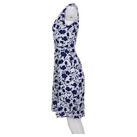 Tommy Hilfiger-Tommy Hilfiger Womens Sleeveless Floral Print Midi Dress in Blue Viscose-Blue