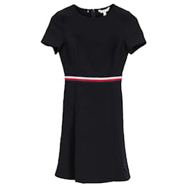 Tommy Hilfiger-Womens Short Sleeve Fit And Flare Dress-Navy blue