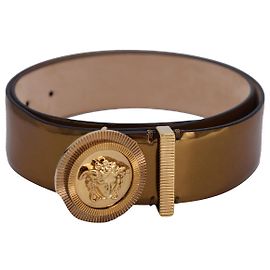 VERSACE 34" Ceinture miroir à boucle Medusa en cuir doré Doré