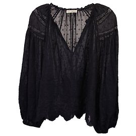 Blusa Ulla Johnson Harper Eyelet em algodão preto Preto