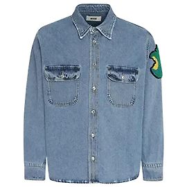 Msgm Fantastica camicia di jeans verde Blu