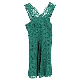 Sandro-Sandro Paris Mini-robe en dentelle Riviera en rayonne verte-Vert