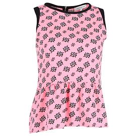 Sandro Paris Printed Peplum Top in Pink Polyester Pink