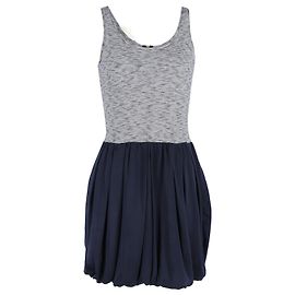 Mini abito smanicato Sandro Paris in cotone grigio e blu navy Marrone