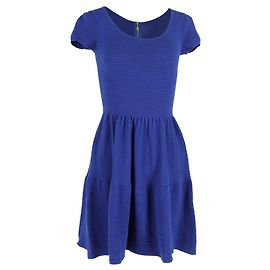 Sandro Paris Strukturiertes Strick-Minikleid aus blauer Baumwolle Blau