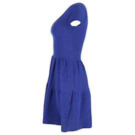 Sandro-Sandro Paris Mini-robe en maille texturée en coton bleu-Bleu