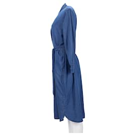 Tommy Hilfiger-Tommy Hilfiger Robe chemise mi-longue en jean pour femme en coton bleu-Bleu