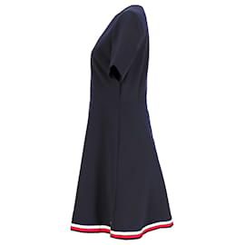 Tommy Hilfiger-Tommy Hilfiger Womens Signature Tape Fit And Flare Dress in Navy Blue Polyester-Navy blue