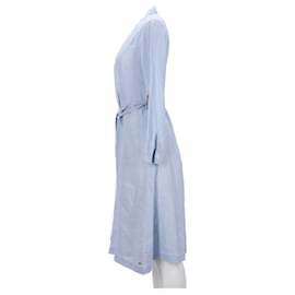 Tommy Hilfiger-Tommy Hilfiger Robe chemise en lin essentiel pour femme en lin bleu clair-Bleu,Bleu clair