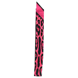 Dolce & Gabbana-Dolce & Gabbana Leopard-Print Twilly Scarf in Pink Silk-Pink