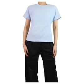 Autre Marque-Hellblaue, kurzärmelige Crêpe-Bluse – Größe UK 12-Blau