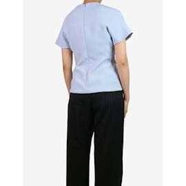 Autre Marque-Pale blue short-sleeved crepe blouse - size UK 12-Blue