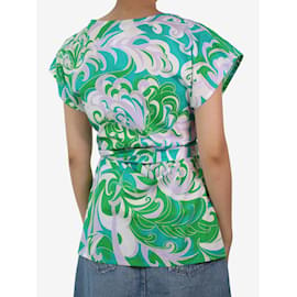Emilio Pucci-Green sleeveless printed top - size UK 8-Green
