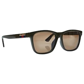 Gucci-Óculos de sol quadrados coloridos Gucci Brown Web Accent-Marrom
