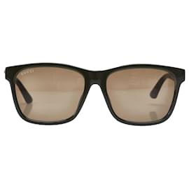 Gucci-Gucci Brown Web Accent Square Tinted Sunglasses-Brown