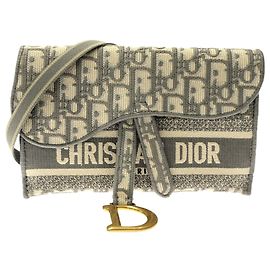 Dior Grey Oblique Saddle Slim Gürteltasche Grau