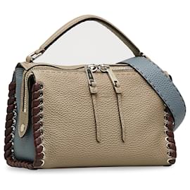 Fendi-Fendi Brown Lei Selleria Whipstitch Satchel-Brown,Other