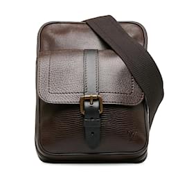 Louis Vuitton-Louis Vuitton Utah Iroquois Umhängetasche Leder Umhängetasche M92534 in guter Kondition-Braun