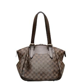 Louis Vuitton-Louis Vuitton Damier Ebene Verona PM Bolso de hombro de lona N41117 en buen estado-Castaño