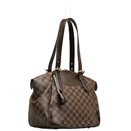 Louis Vuitton-Borsa a tracolla in tela Louis Vuitton Damier Ebene Verona PM N41117 in buone condizioni-Marrone