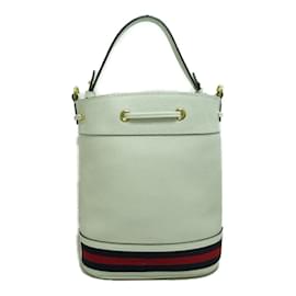 Gucci-GG Marmont Leather Ophidia Bucket Bag 610846-White