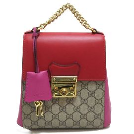 Gucci GG Supreme Vorhängeschloss-Rucksack 198194 Rot