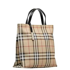 Burberry-Canvas-Handtasche mit Hauscheck-Braun