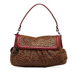 Fendi Bolsa de couro com aba para chef 8BR445 Marrom