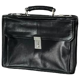 Alfred Dunhill-DUNHILL leather briefcase-Black,Light brown