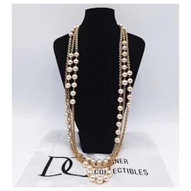 Chanel-Chanel 1980Collier de perles à triple chaîne-Doré