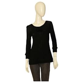 Marc Jacobs-Marc Jacobs Black Bow at the Back Fitted 3/4 Sleeves Sweater Top size S-Black