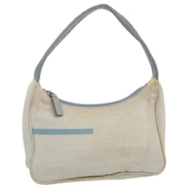 Prada-PRADA Hand Bag Canvas White Light Blue Auth 59618-White,Light blue