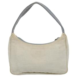 Prada-PRADA Bolso de mano Lona Blanco Azul claro Auth 59618-Blanco,Azul claro