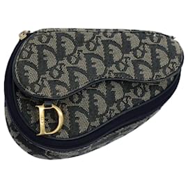 Christian Dior-Christian Dior Trotter Canvas Saddle Pouch Navy Auth 59616-Blu navy